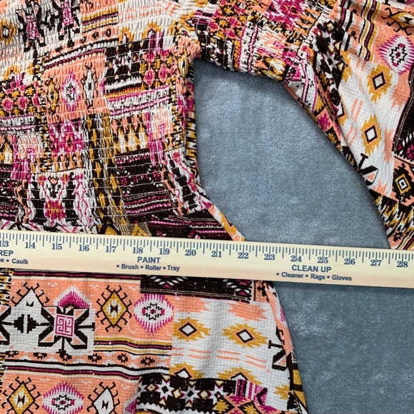 Cato Aztec Print Dress Plus Size 18/20W Bell Sleeve Smocked Boho Casual - Picture 6 of 12